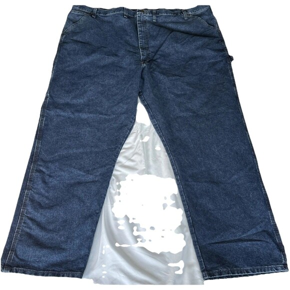 Men’s Wrangler Carpenter Relaxed Fit Blue Zipper Fly Jeans - Size 50 X 30 - Picture 1 of 3